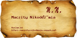 Maczity Nikodémia névjegykártya